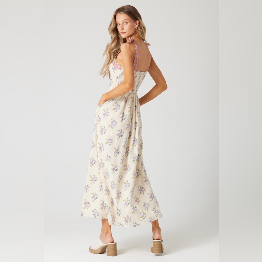 Patrons of Peace Bowtie Strap Bouquet Maxi Dress - Picture 2 of 5